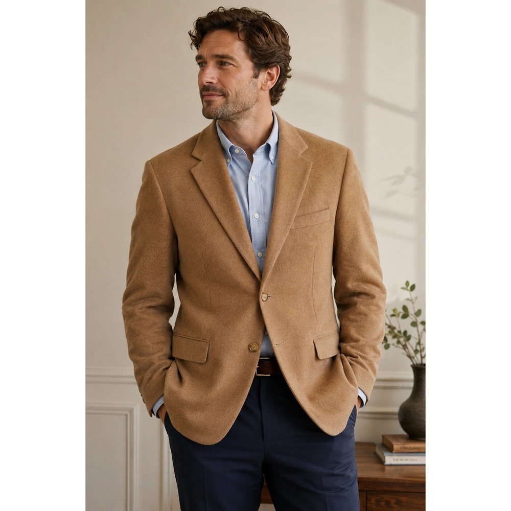 Camel‎ Hair Hart Schaffner Marx Blazer Tan 42R Made in USA Sport Coat
